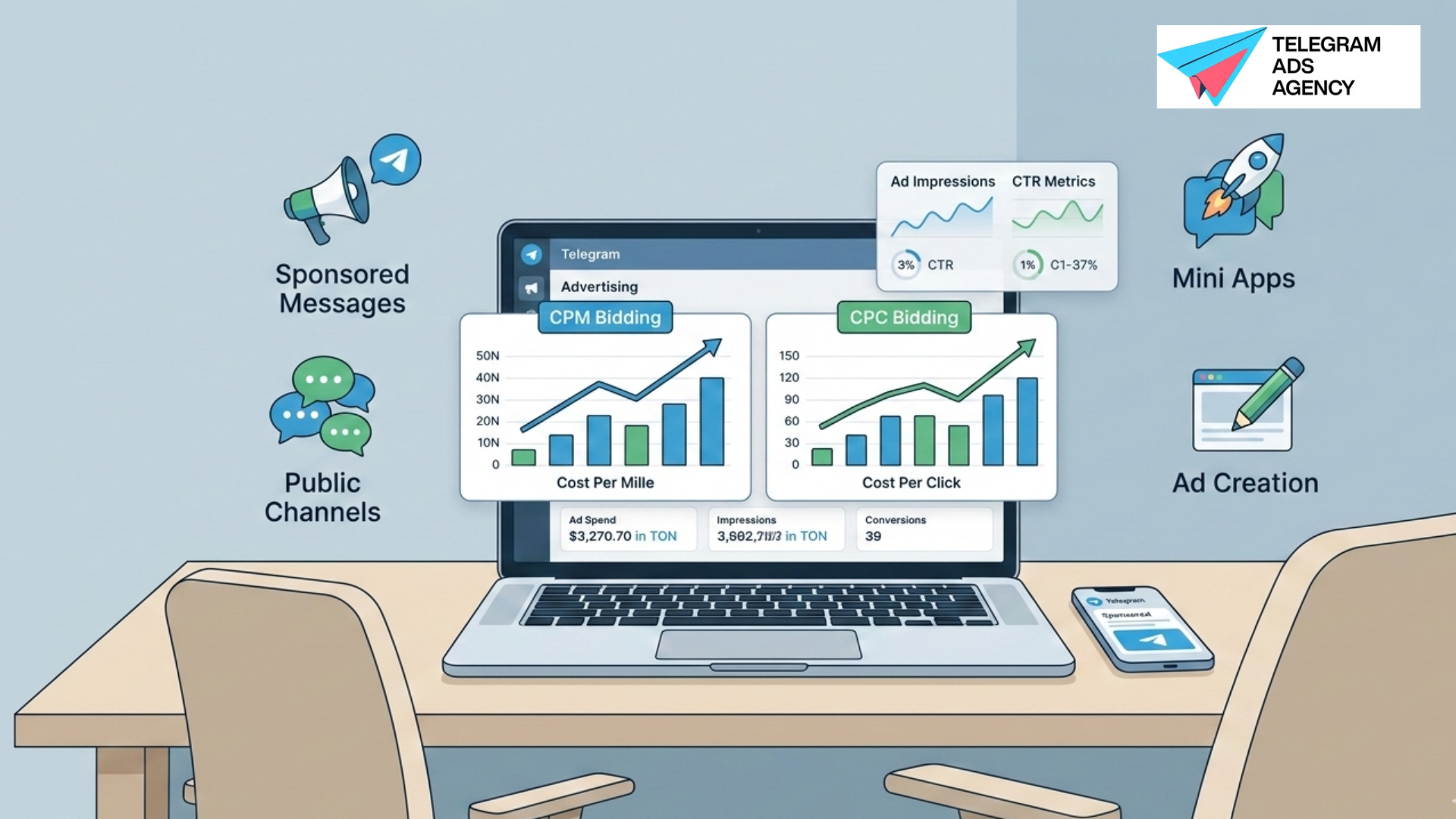 Telegram ad pricing models breakdown with bidding, click rates, and tips for campaign optimization.