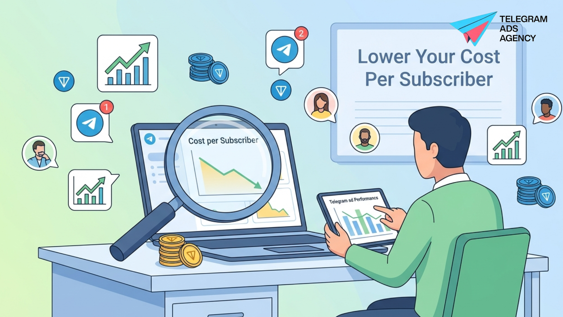 Graphic showing a CPM chart for better understanding Telegram ads pricing and budget allocation for 