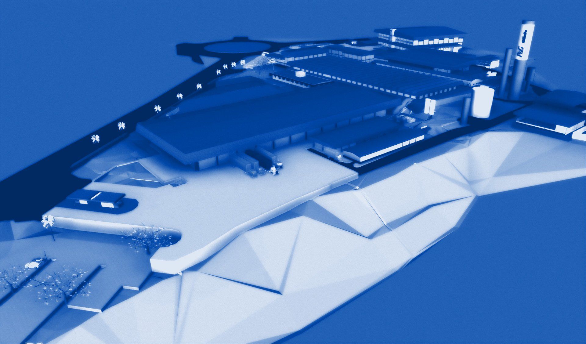 Uma imagem gerada por computador de uma aeronave futurista em um fundo azul