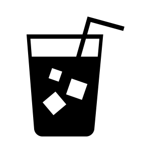 A glass of iced tea with a straw and ice cubes.