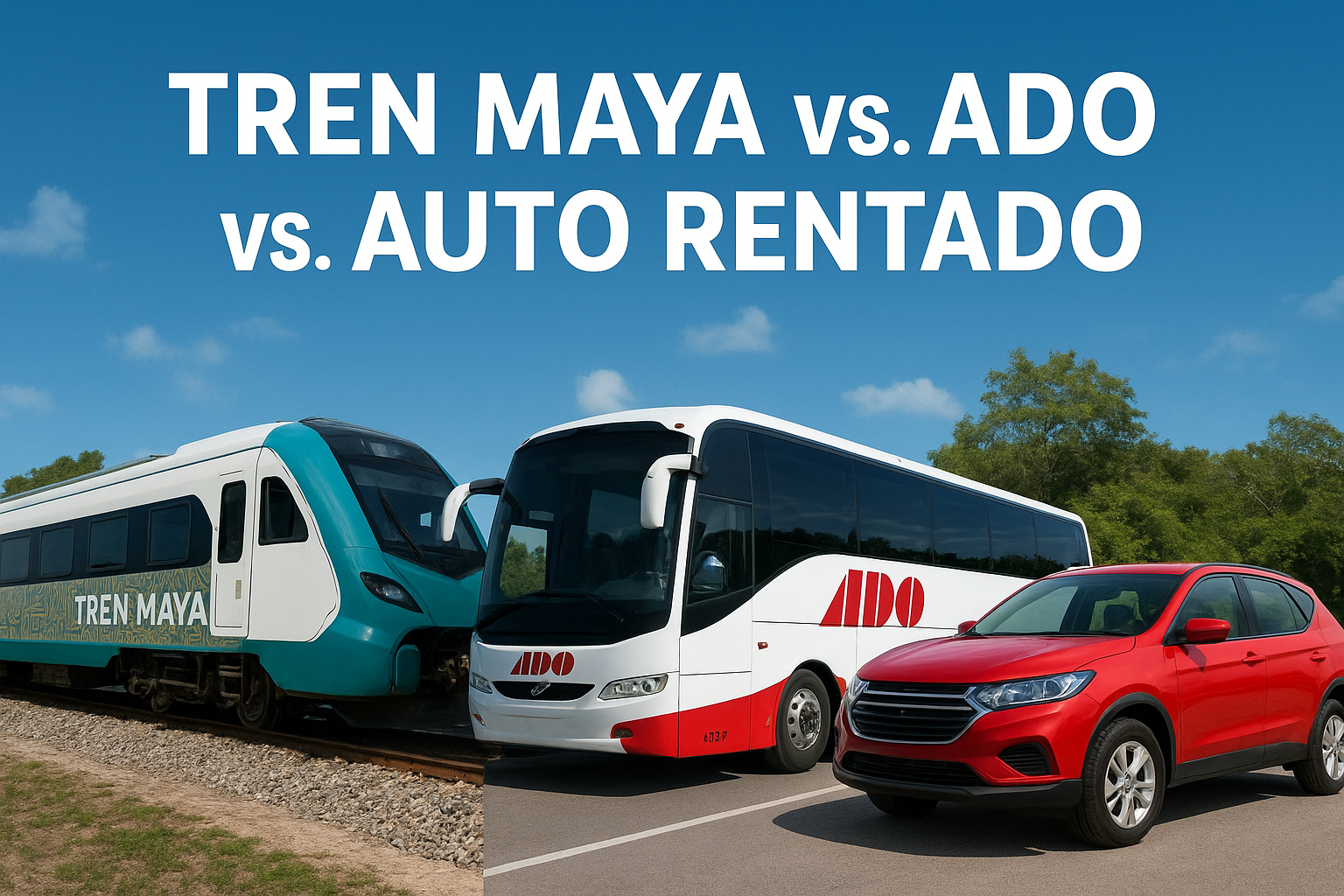 ¿Qué medio de transporte elegir en Cancún? Tren Maya, autobuses ADO y auto rentado.