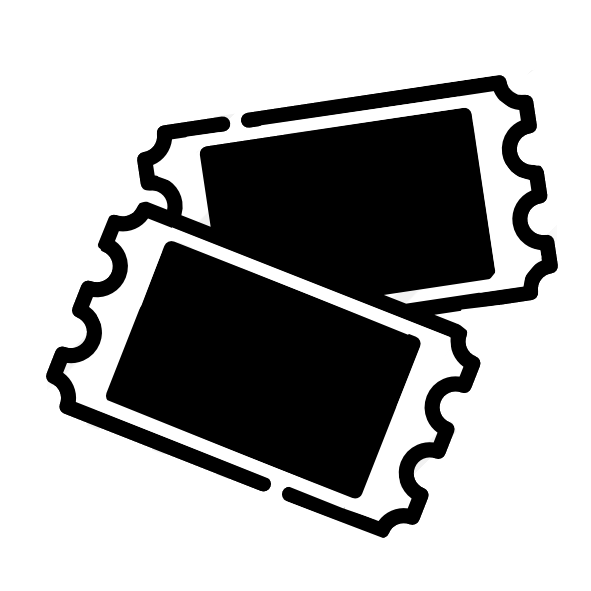 Two tickets are stacked on top of each other on a white background.