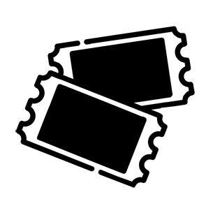 Two tickets are stacked on top of each other on a white background.