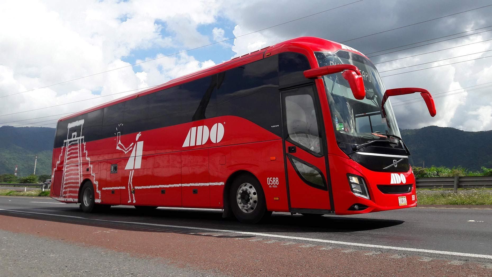 Exterior of an ADO bus.