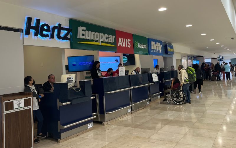 Renting a car in Cancun, Mexico.