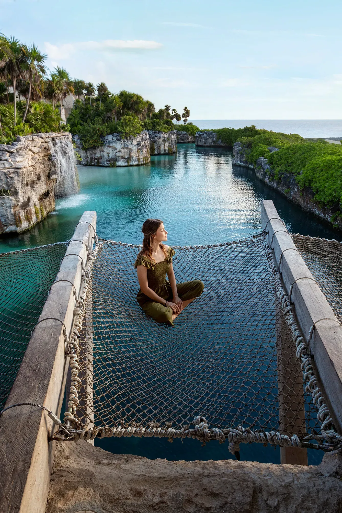 A traveler unwinding in a hammock at Xcaret