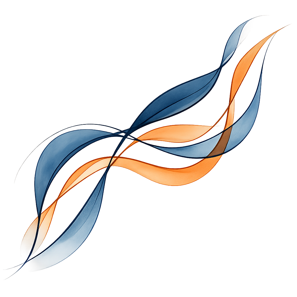 Blue and orange lines abstract shape