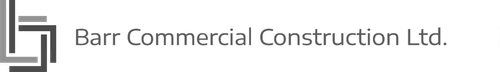 A black and white logo for barr commercial construction ltd.