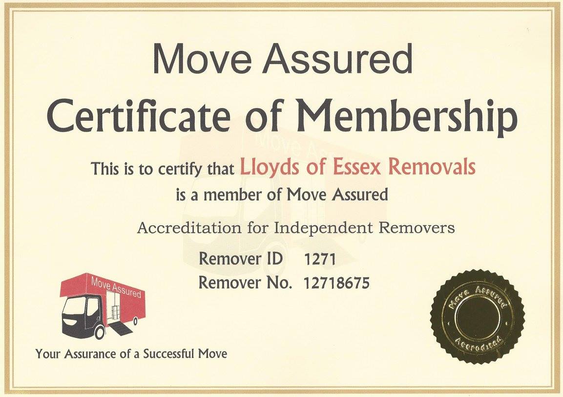House Movers Certificate Of Membership
