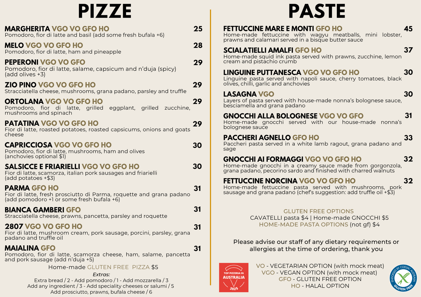 Shop225 Menu