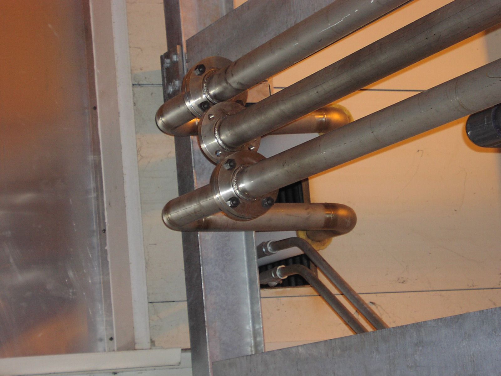 A bunch of metal pipes are connected to each other