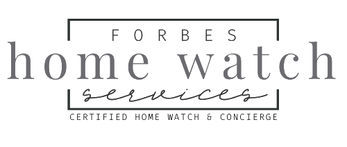 The logo for forbes home watch services is a certified home watch and concierge company.