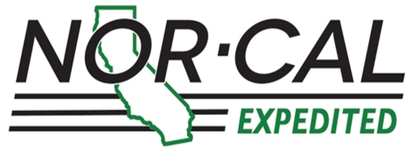 The nor-cal expedited logo has a map of california on it.