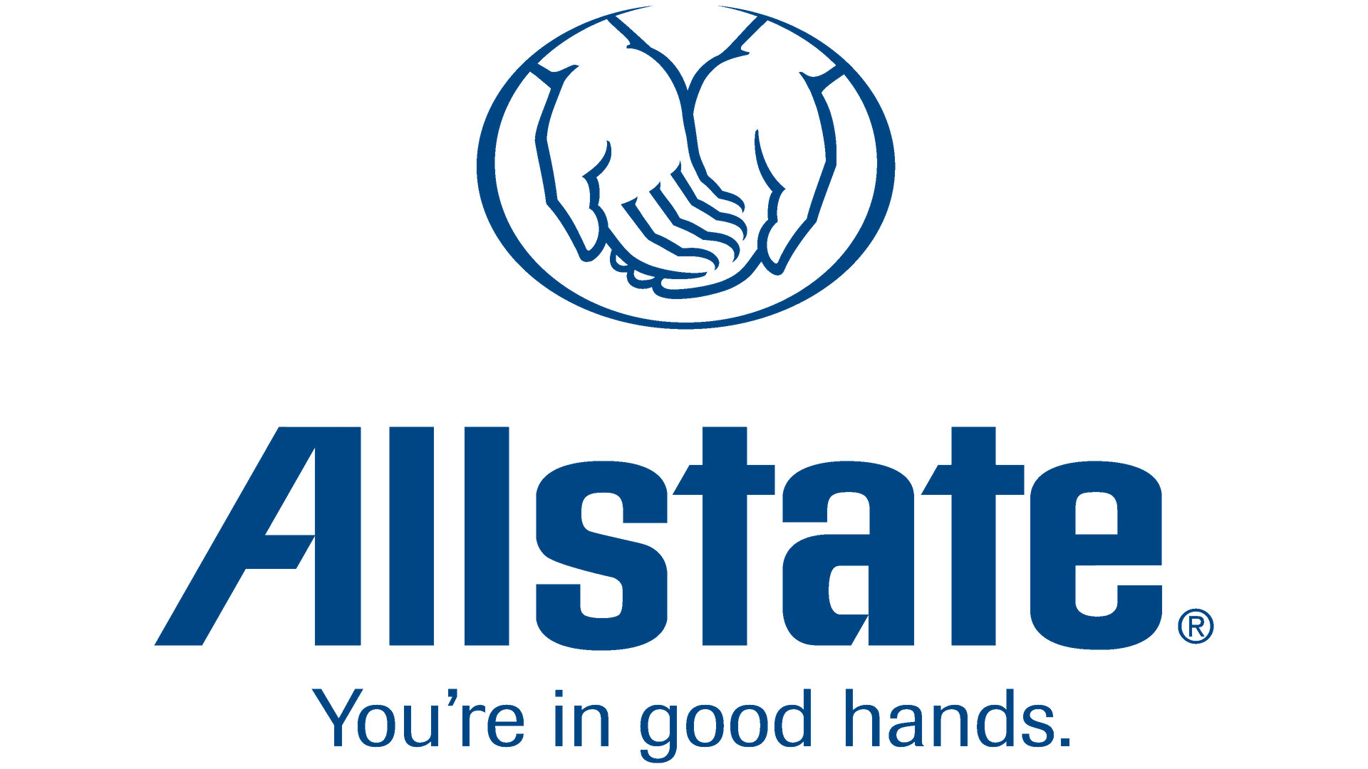 Allstate logo: Blue hands cradling other hands within a blue circle, with the word "Allstate"