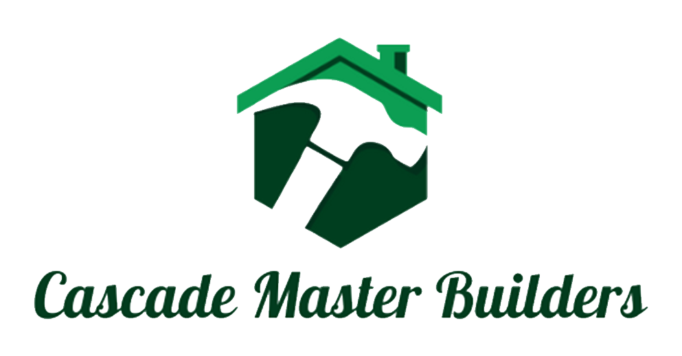 Green house-shaped logo with a hammer, text reads "Cascade Master Sheds".