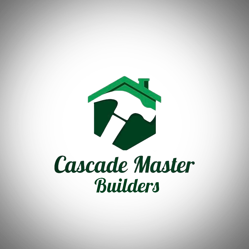 Green house-shaped logo with a hammer, text reads "Cascade Master Sheds".