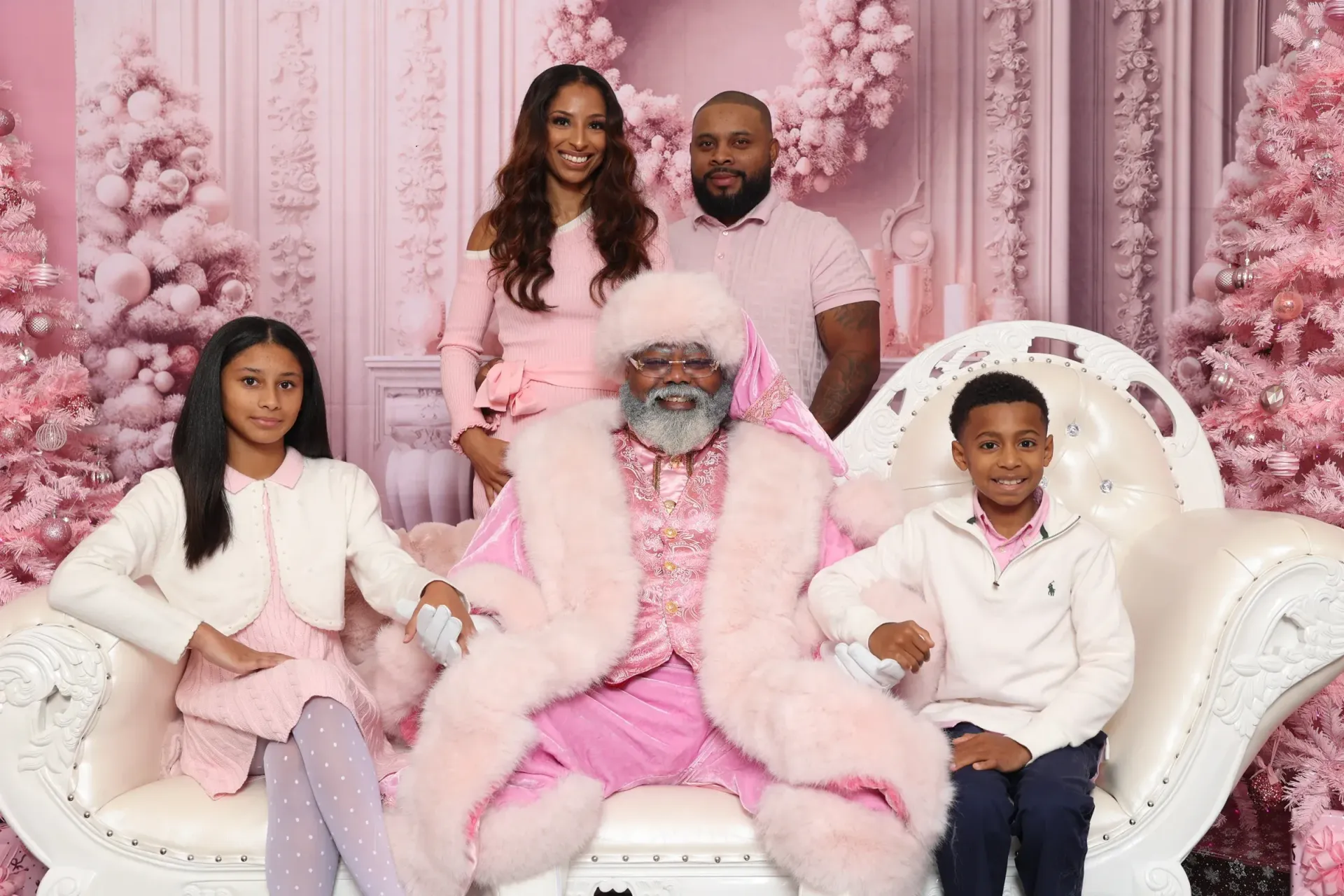 Family photo with Pink santa