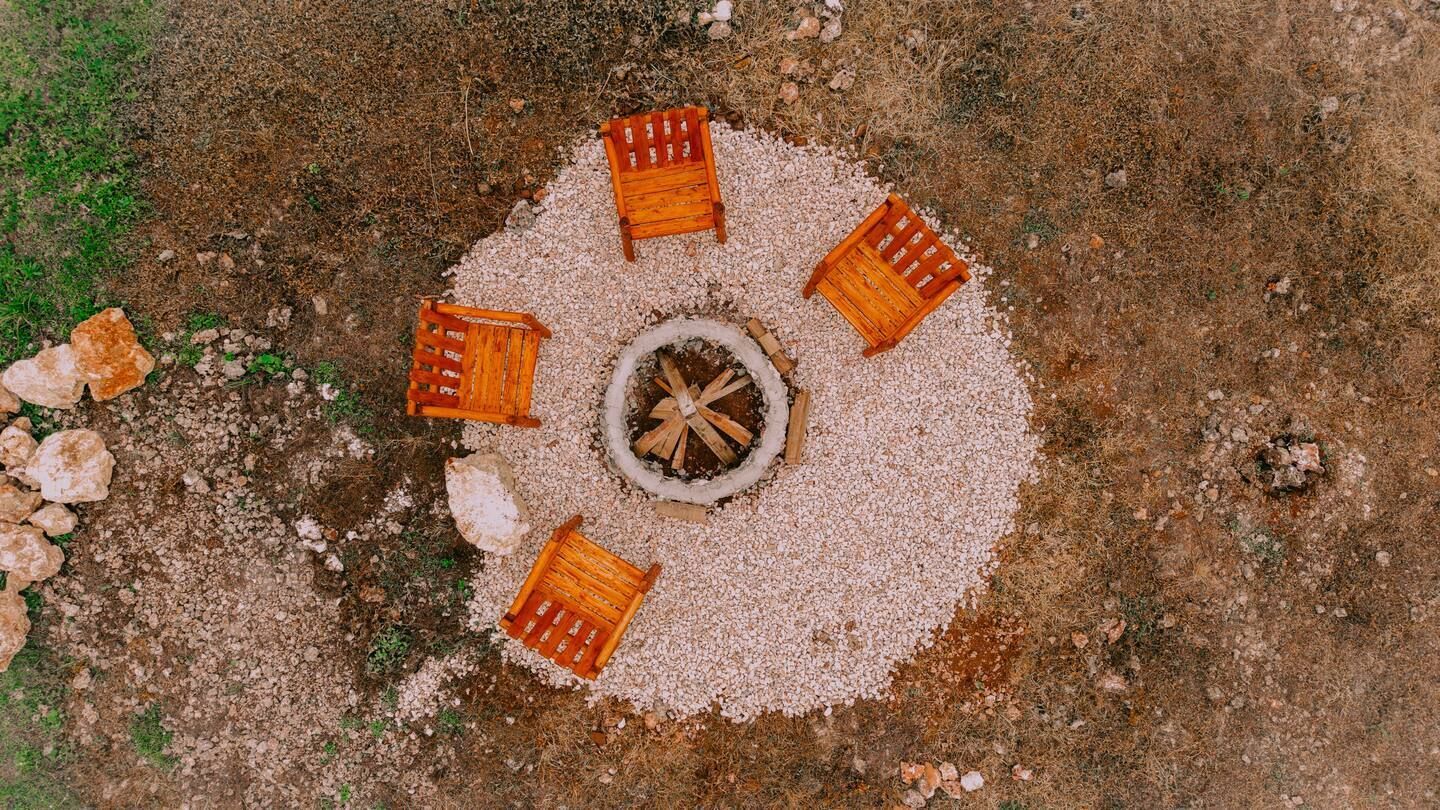 Exterior sitting area and firepit