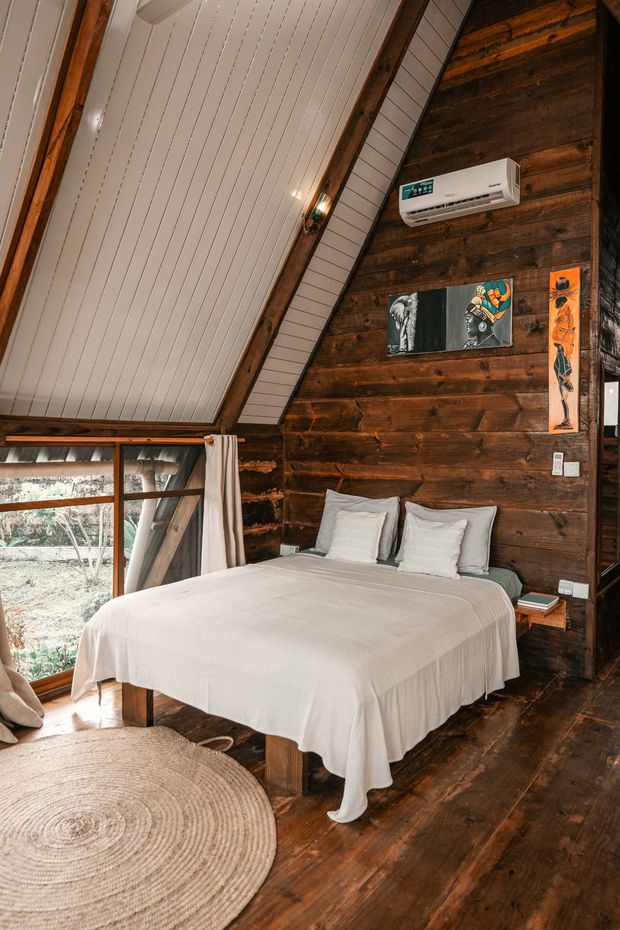 Bed in the small cabin