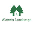 Green landscaping logo with two trees, a house, and the text &ldquo;Alannis Landscape&rdquo;