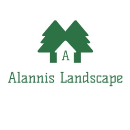 Green landscaping logo with two trees, a house, and the text &ldquo;Alannis Landscape&rdquo;