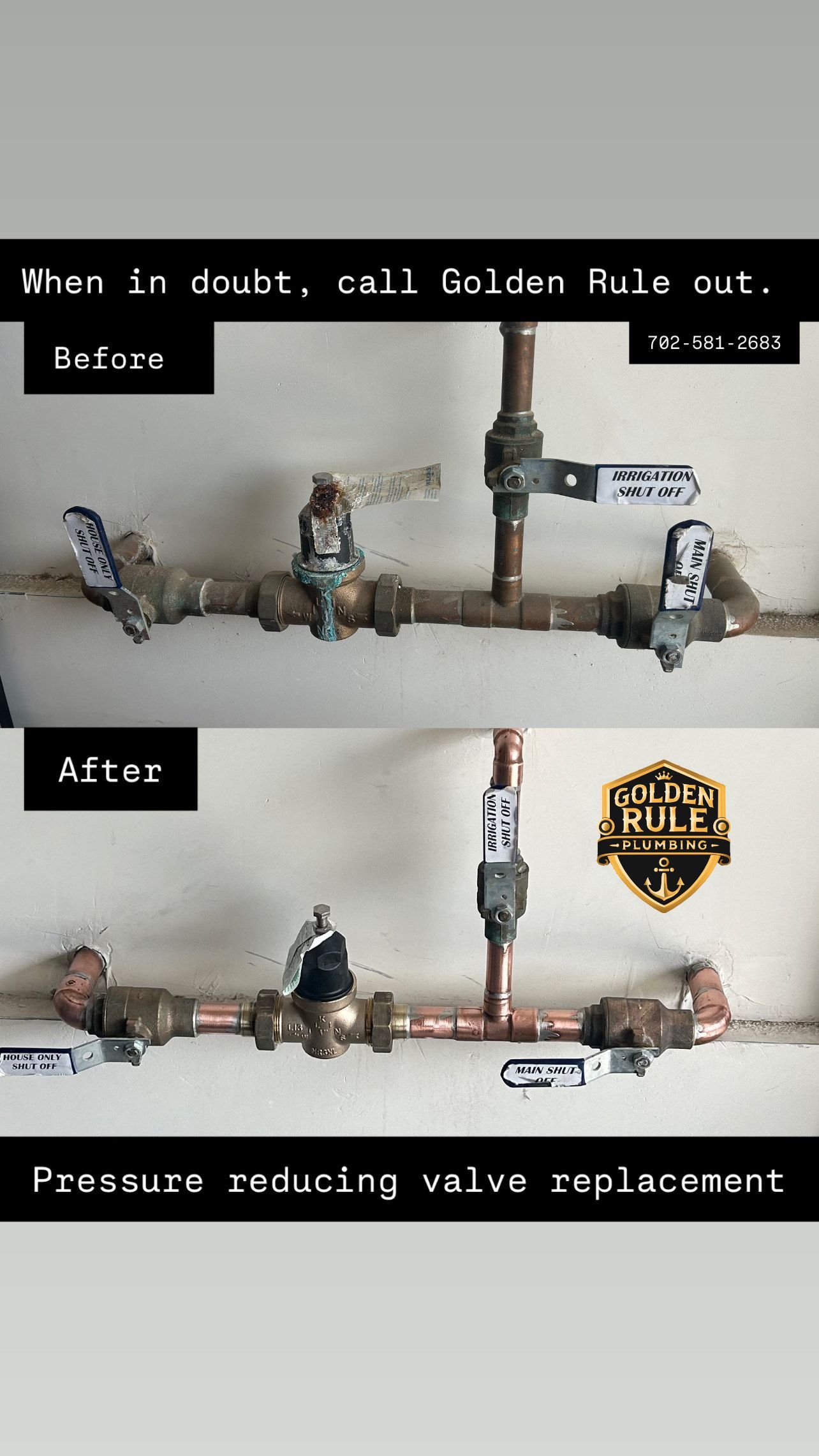 A picture of a pipe before and after being repaired.