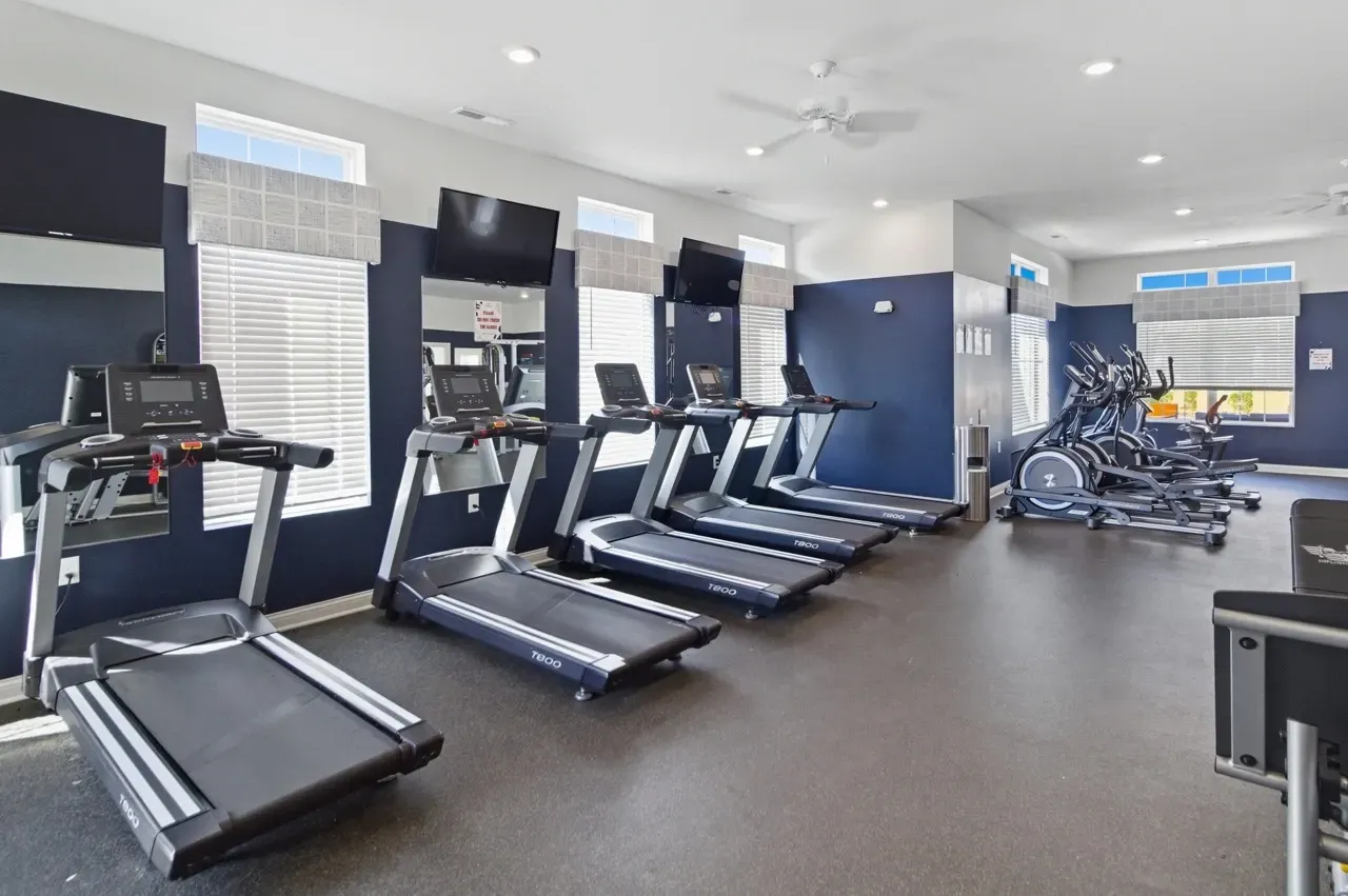 Gym with treadmills and ellipticals