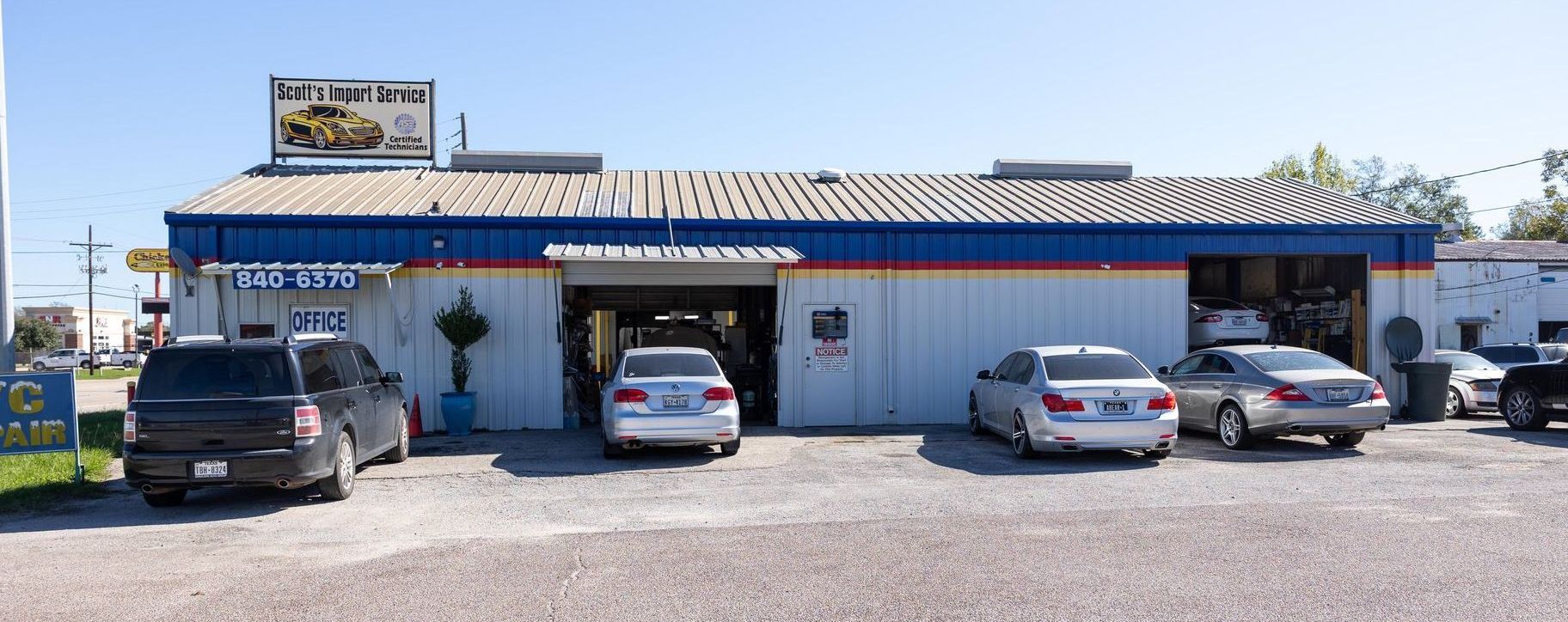 Our Shop Exterior at Scott's Import Service in Beaumont, TX