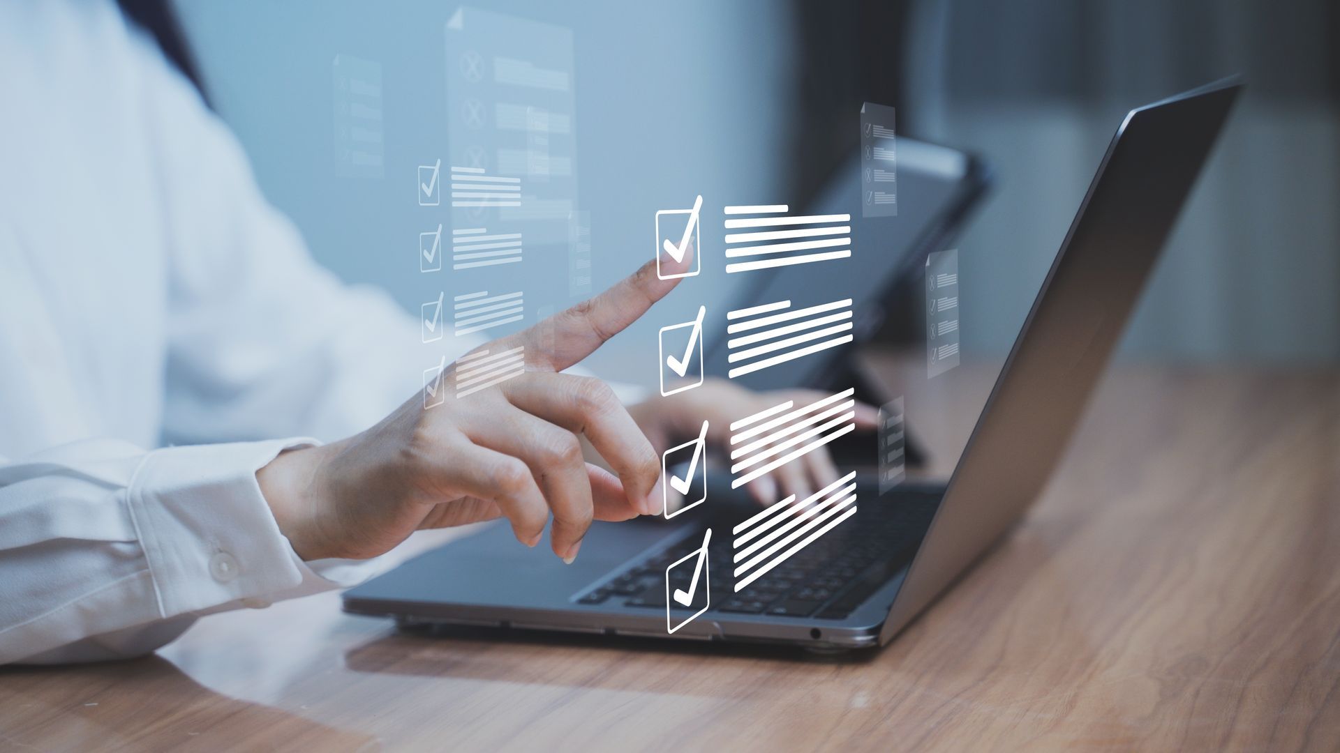 Man on a roof with wooden panels, likely roofing work. He gestures, surrounded by tools and materials.