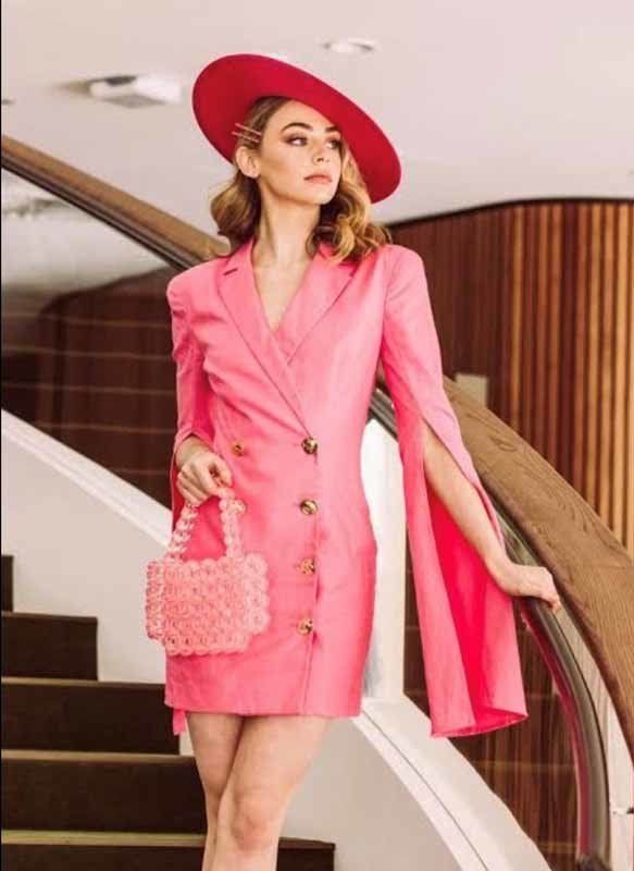 woman with pink outfit