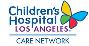 Children’s Hospital Los Angeles Care Network logo with blue text and multicolored butterfly icon