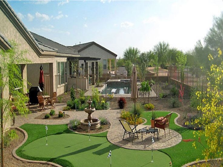 This landscape in a residential property in Mesa, AZ boasts a lushly synthetic turf