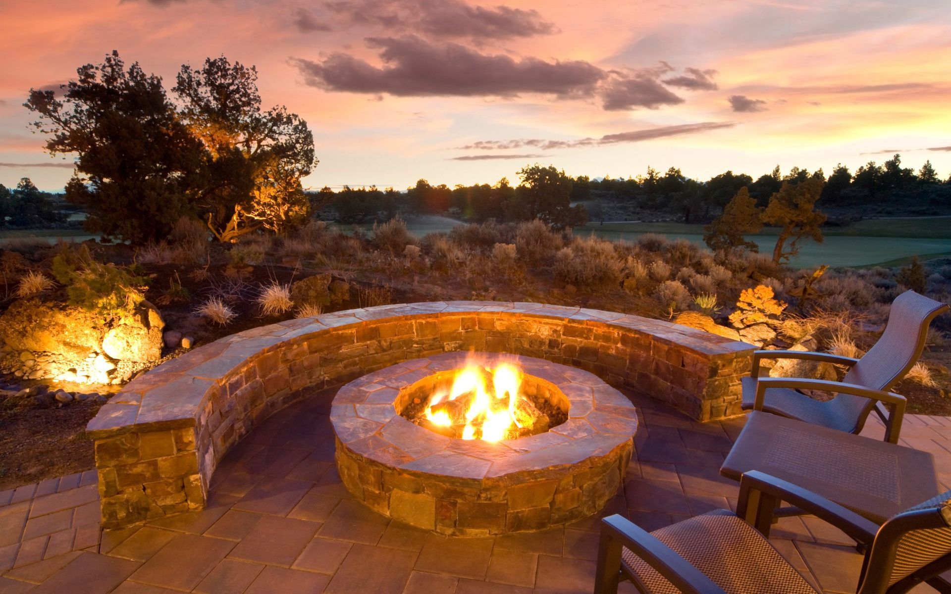 fire pit made of pavers installed by Chandler Artificial Grass