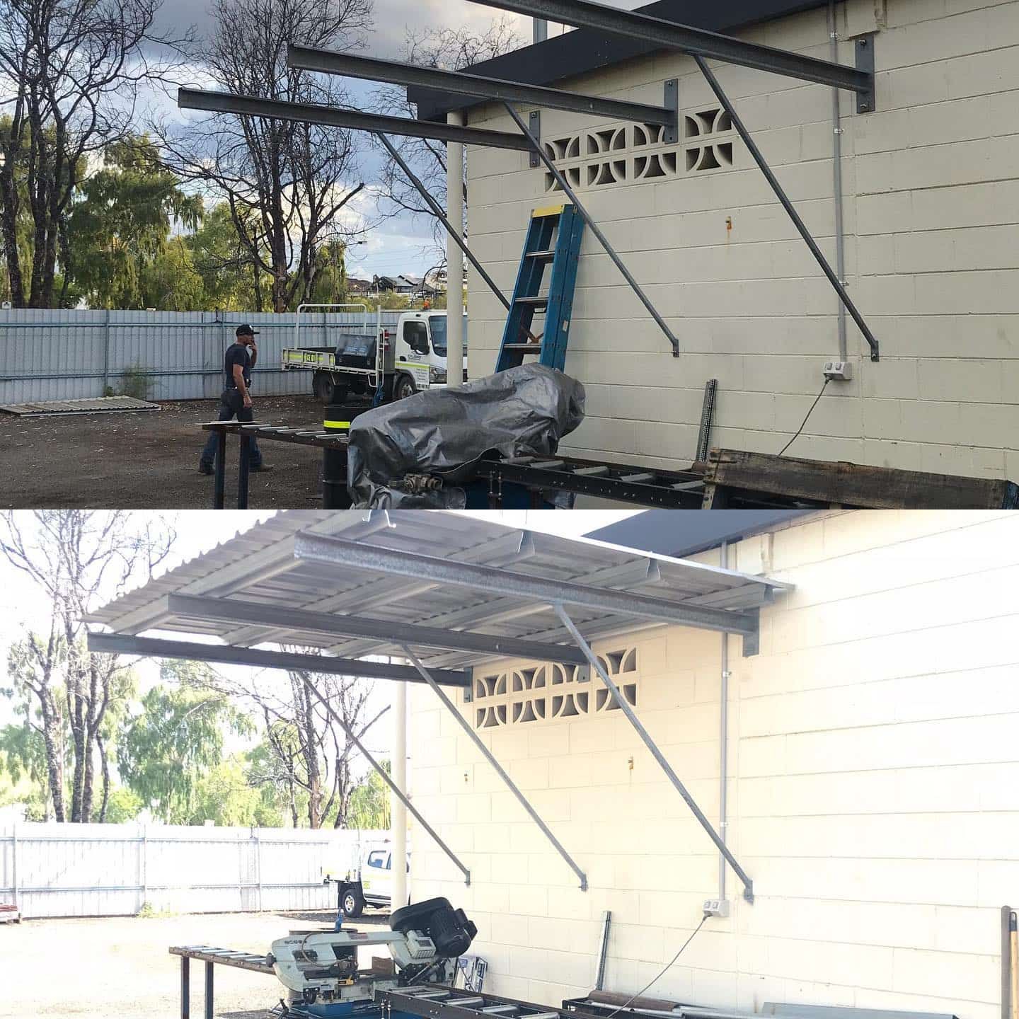 Before And After Picture Of A Building With A Ladder — Calibre Engineering In Mica Creak, QLD