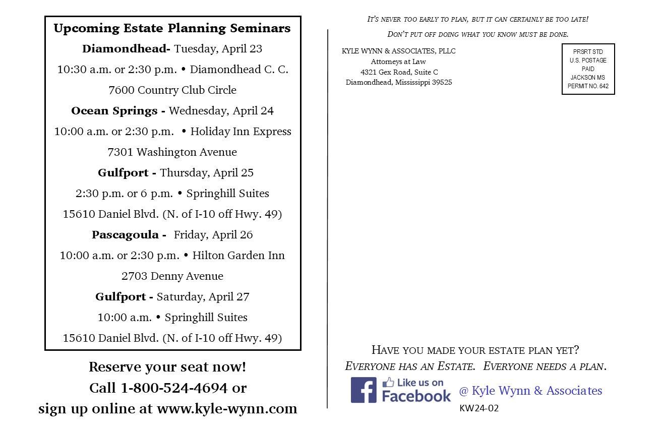 A flyer for an upcoming estate planning seminar
