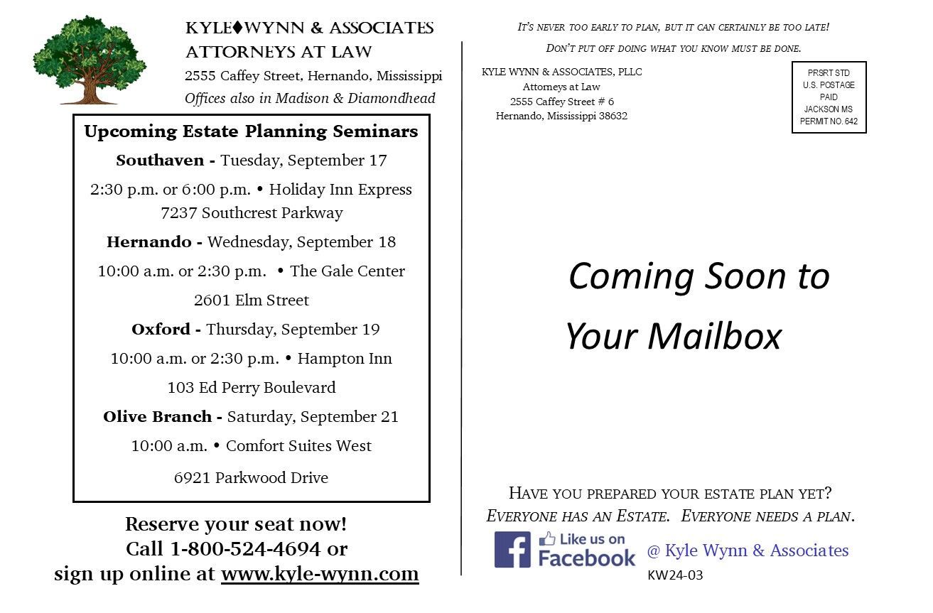 A flyer for an upcoming estate planning seminar