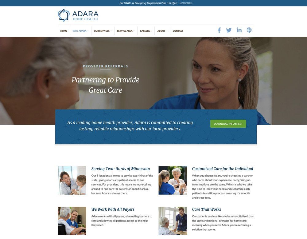 Adara Website Homepage Design