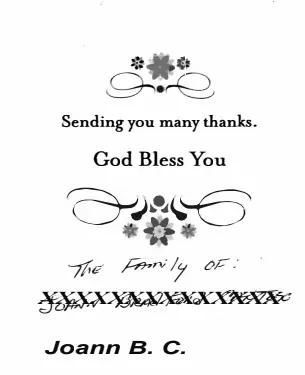 Thank you card: floral decorations, 