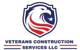 Logo for Veterans Construction Services LLC: American eagle inside a shield with red, white, and blue stripes.