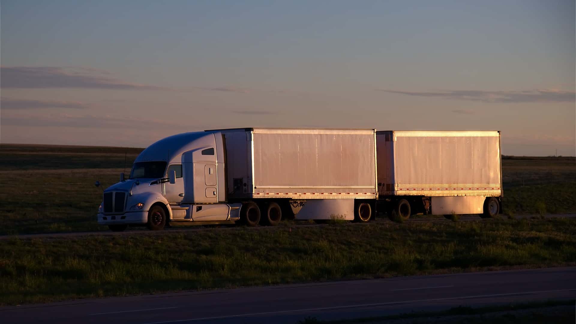 Truck driving on the hiving in the evening near Nicholasville, KY