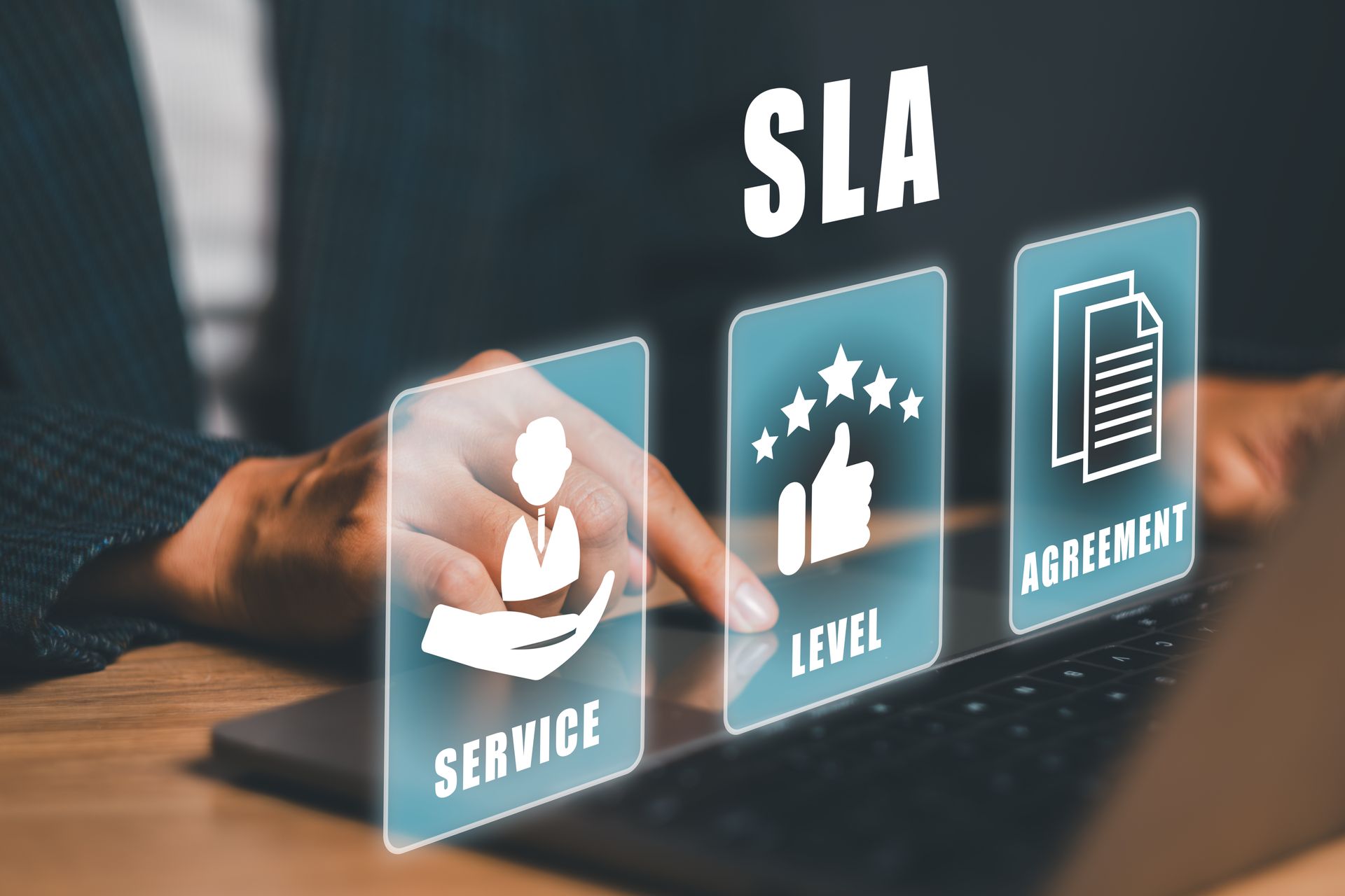 A virtual interface displaying the concept of a service level agreement.