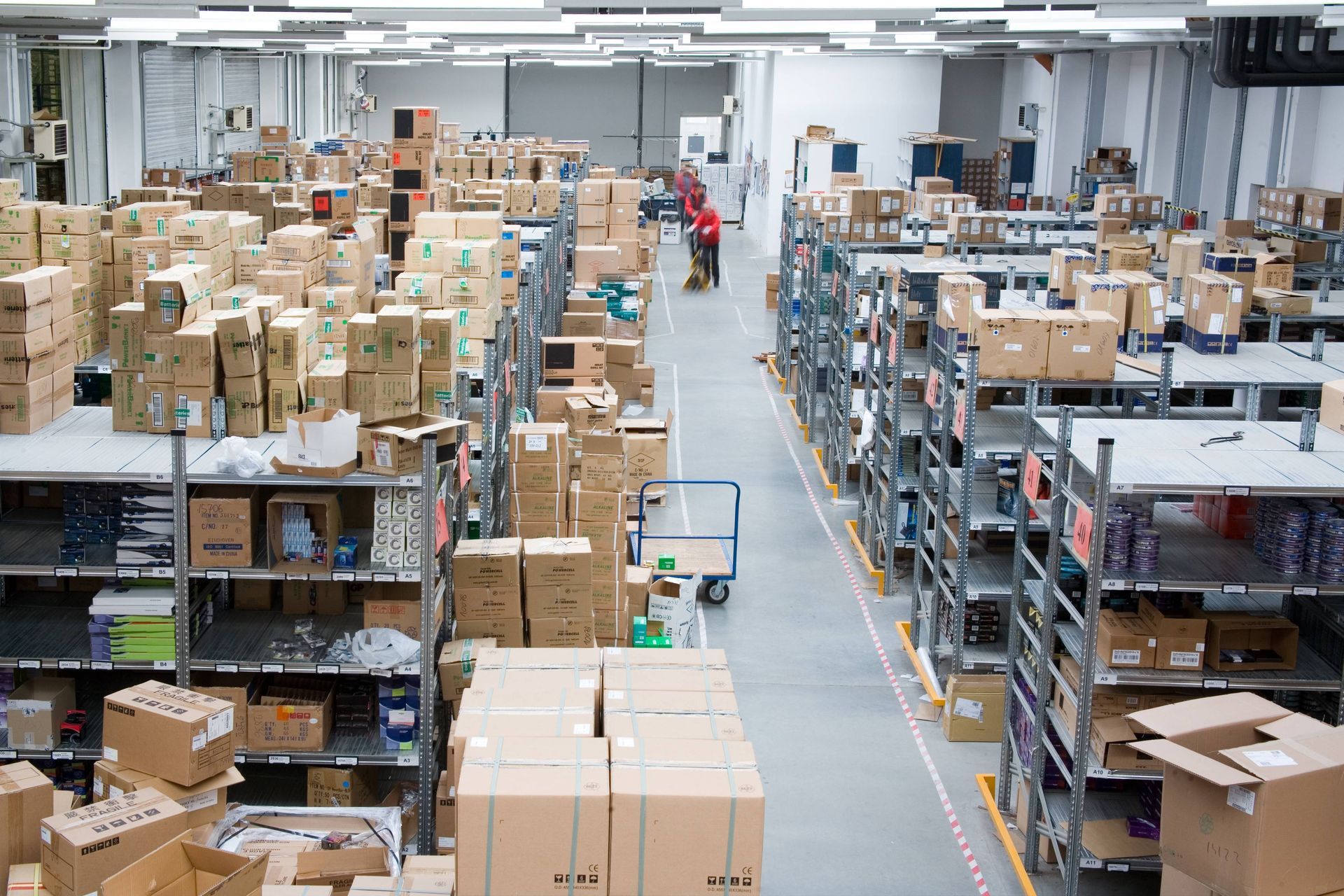 A view inside of a warehouse with boxed items near Nicholasville, Kentucky (KY)