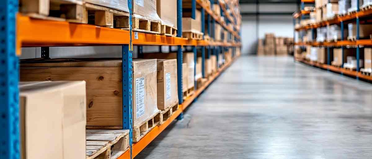 Boxes on shelves in a warehouse with SKY in freight shipping near Nicholasville, Kentucky (KY) 