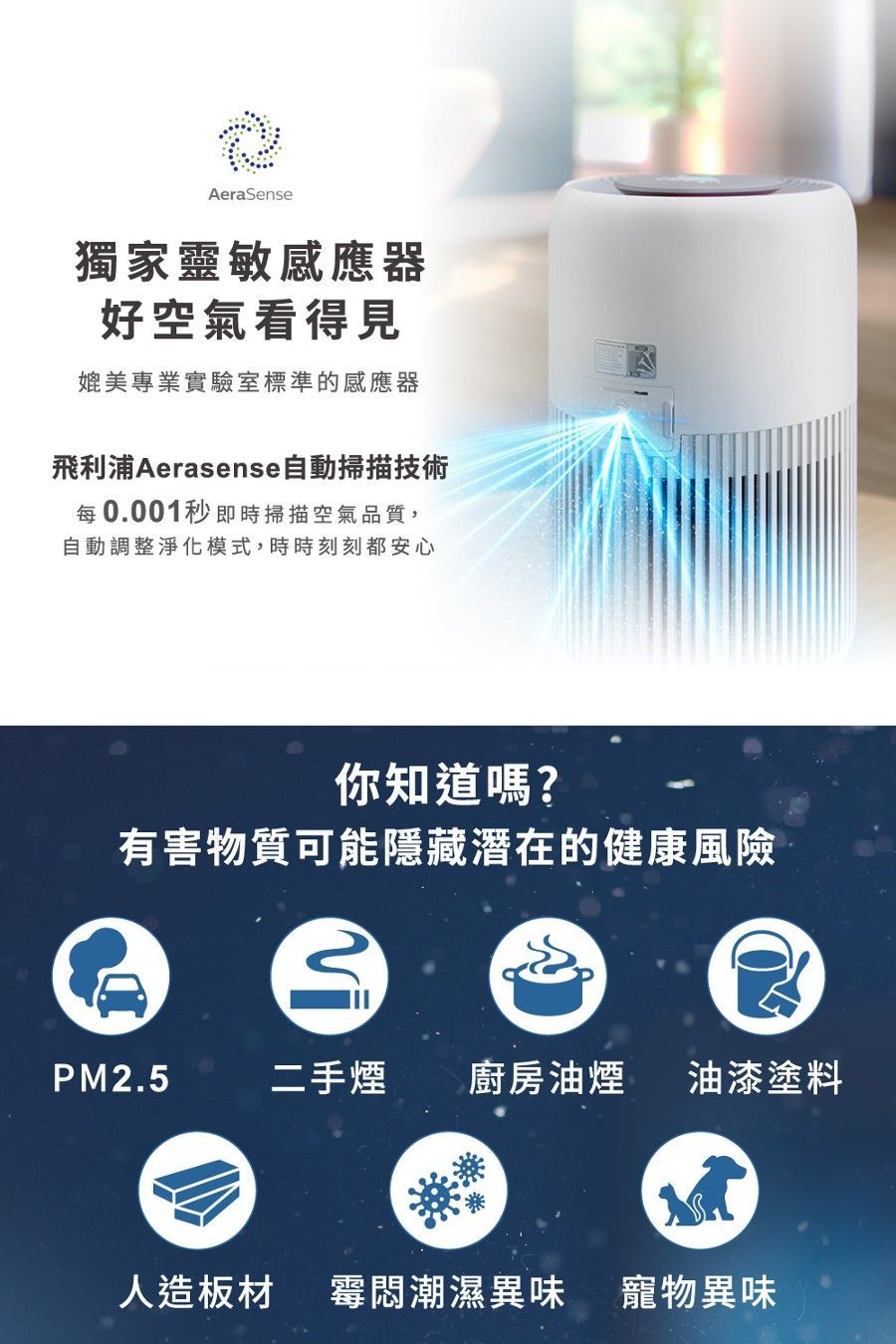 Philips 飛利浦 奈米級空氣清淨機-輕盈小巧360度淨化★適用12坪 (AC0950/80)