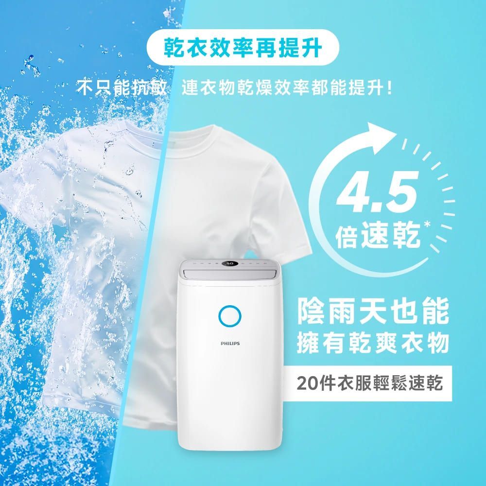 Philips 飛利浦 2026新一級能效★16.5L抗敏除濕機-灰色 (DE3306/81)
