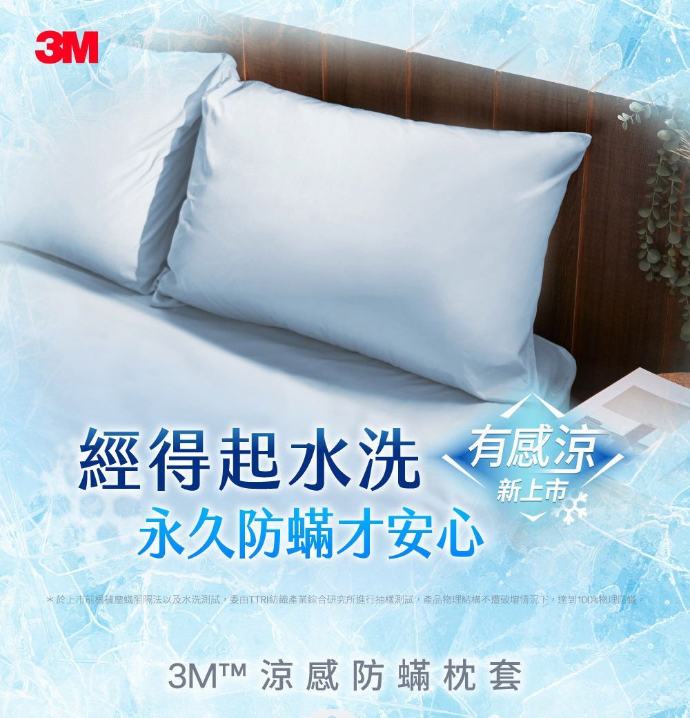 3M 涼感防蹣枕套2入組-沁涼藍