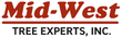 Logo for Mid-West Tree Experts, Inc. with dark red text above a thin, red line, and outlined text below.