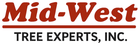 Logo for Mid-West Tree Experts, Inc. with dark red text above a thin, red line, and outlined text below.