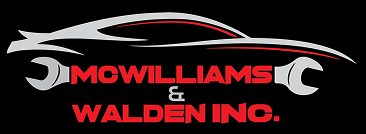 Logo for McWilliams & Walden Inc., featuring a car silhouette, wrench, and red text on a black background.