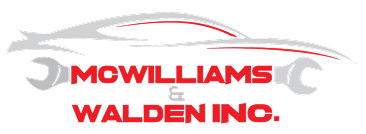 Logo for McWilliams & Walden Inc., featuring a car silhouette, wrench, and red text on a black background.